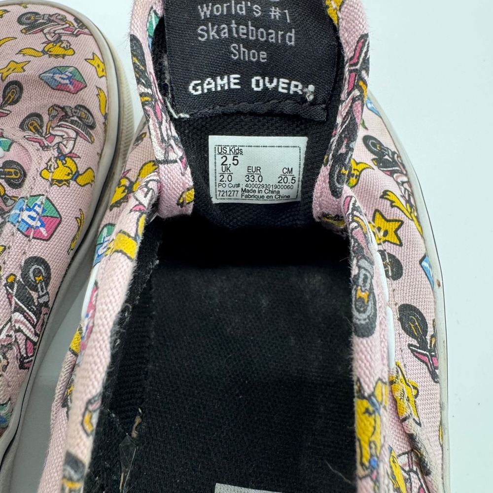 Vans Nintendo Mario Kart Princess Peach Authentic Pink Kids Shoes Size 2.5 - Picture 13 of 13